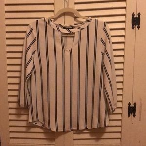 Striped blouse with cropped sleeves